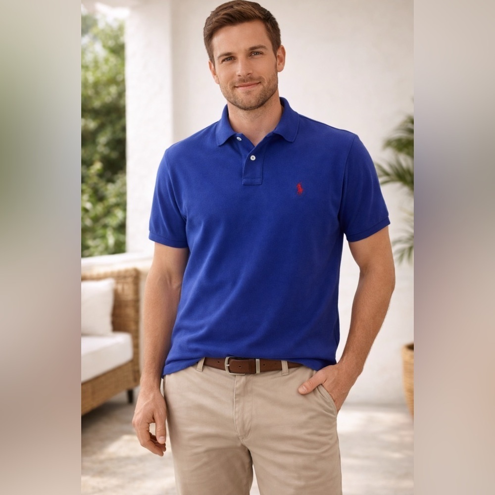 Ralph Lauren Blue Polo Shirt Classic Design Large